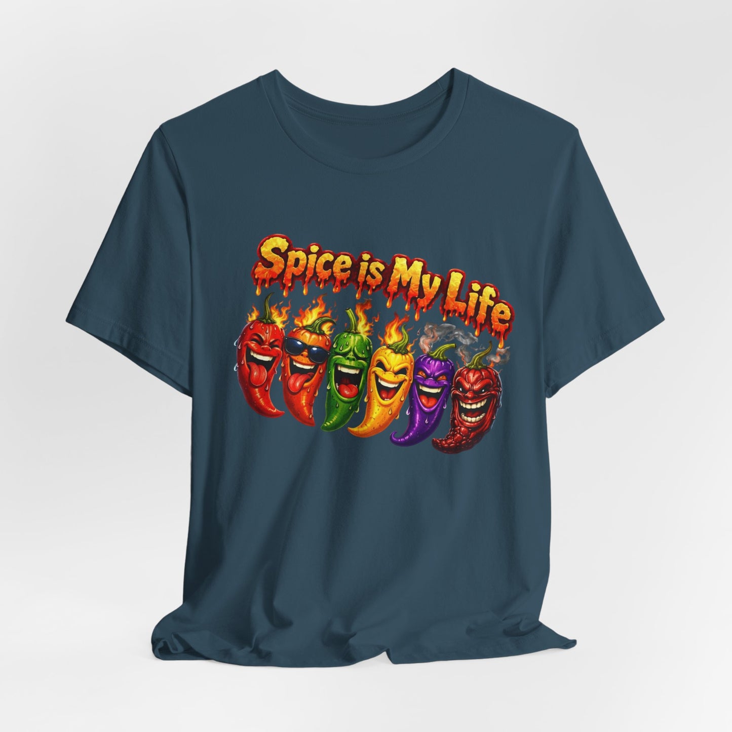 Spice Is My Life chili peppers T-Shirt | Colorful Hot Sauce Graphic