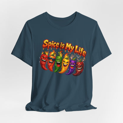 Spice Is My Life chili peppers T-Shirt | Colorful Hot Sauce Graphic