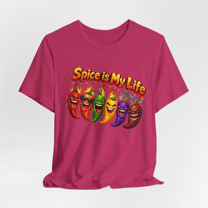 Spice Is My Life chili peppers T-Shirt | Colorful Hot Sauce Graphic