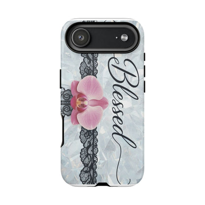 Blessed Pink Orchid Tough Phone Case — Floral Lace Protective Cover