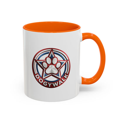 Dogwalk Paw Star Accent Coffee Mug — Cute Vintage Dog Illustration, Perfect Gift for Dog Lovers (11/15 oz)