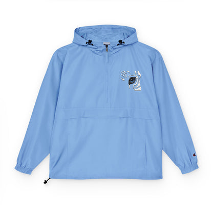 Orange Packable Anorak Jacket with Floral Koi Chest Print