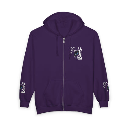 Zebra Eye Zip Hoodie — Minimal Animal Print Full-Zip Sweatshirt