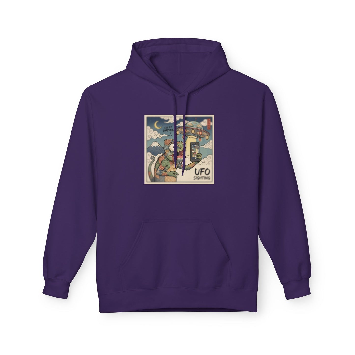 UFO Surfing Hoodie — Retro Alien Surfing Graphic Pullover
