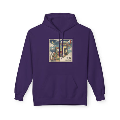 UFO Surfing Hoodie — Retro Alien Surfing Graphic Pullover