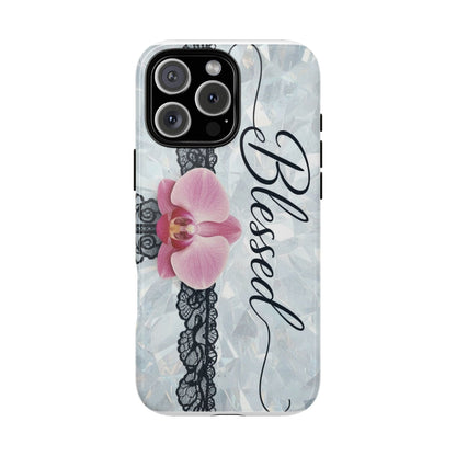 Blessed Pink Orchid Tough Phone Case — Floral Lace Protective Cover