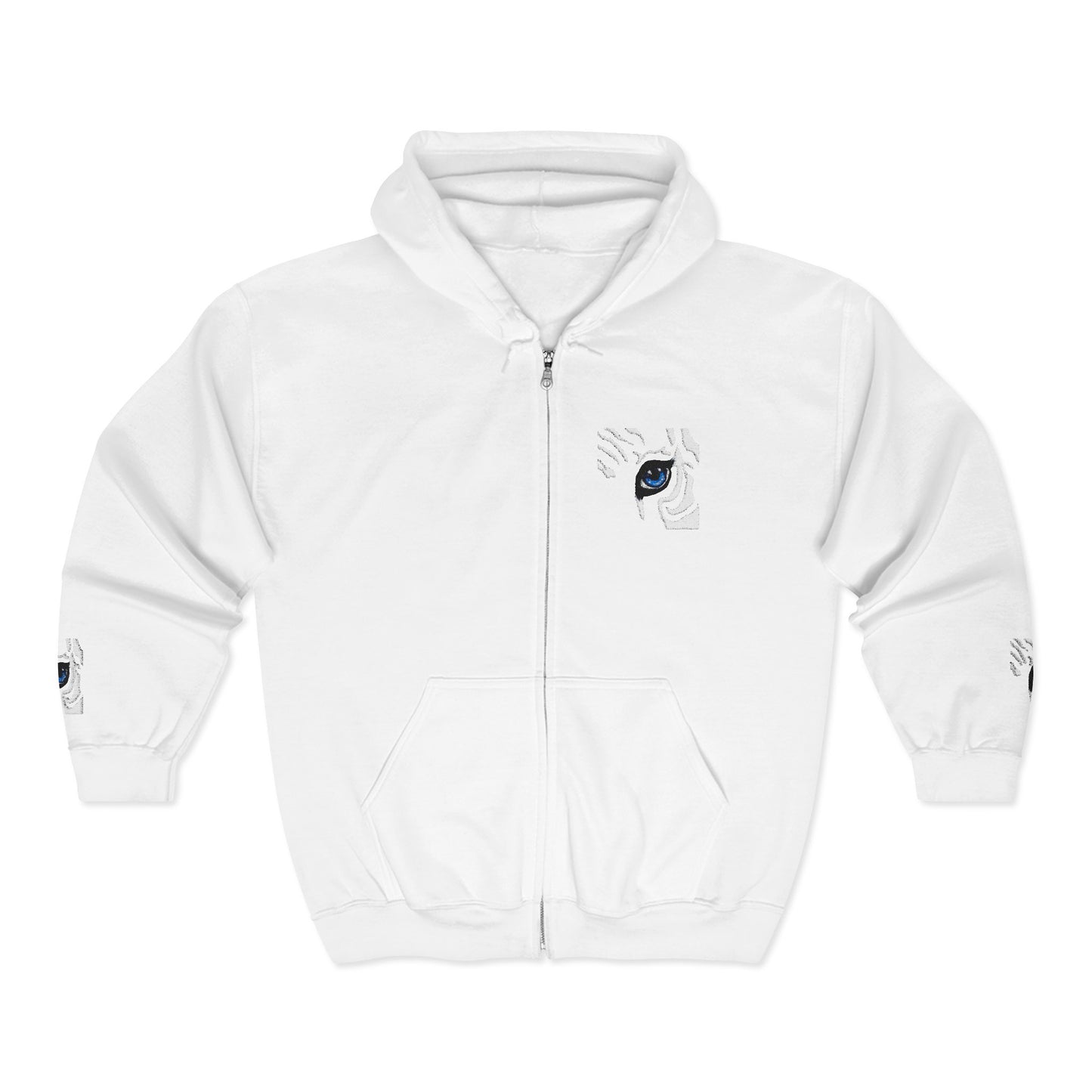 Zebra Eye Zip Hoodie — Minimal Animal Print Full-Zip Sweatshirt