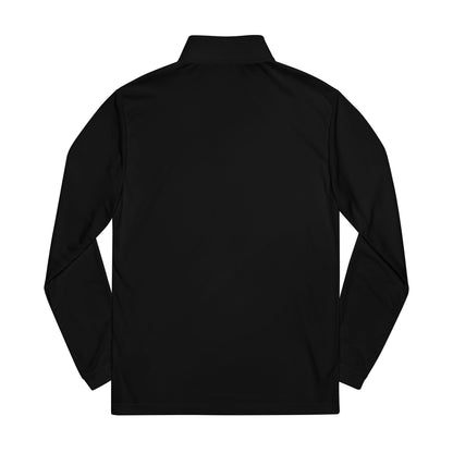 Embroidered White Quarter-Zip Pullover — Minimal Eye Motif