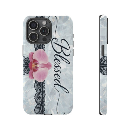 Blessed Pink Orchid Tough Phone Case — Floral Lace Protective Cover