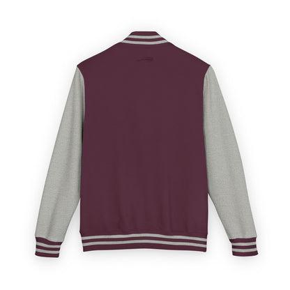 Tiger Eye Letterman Jacket — Red & White Varsity Jacket with Blue Tiger Eye Patch