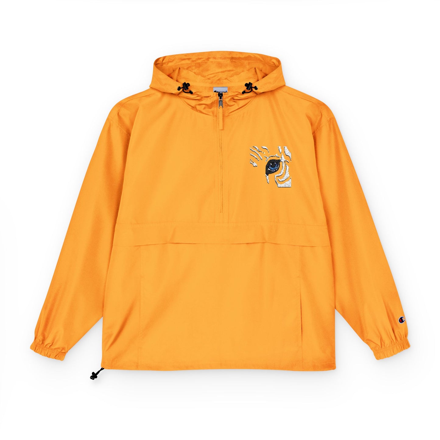 Orange Packable Anorak Jacket with Floral Koi Chest Print