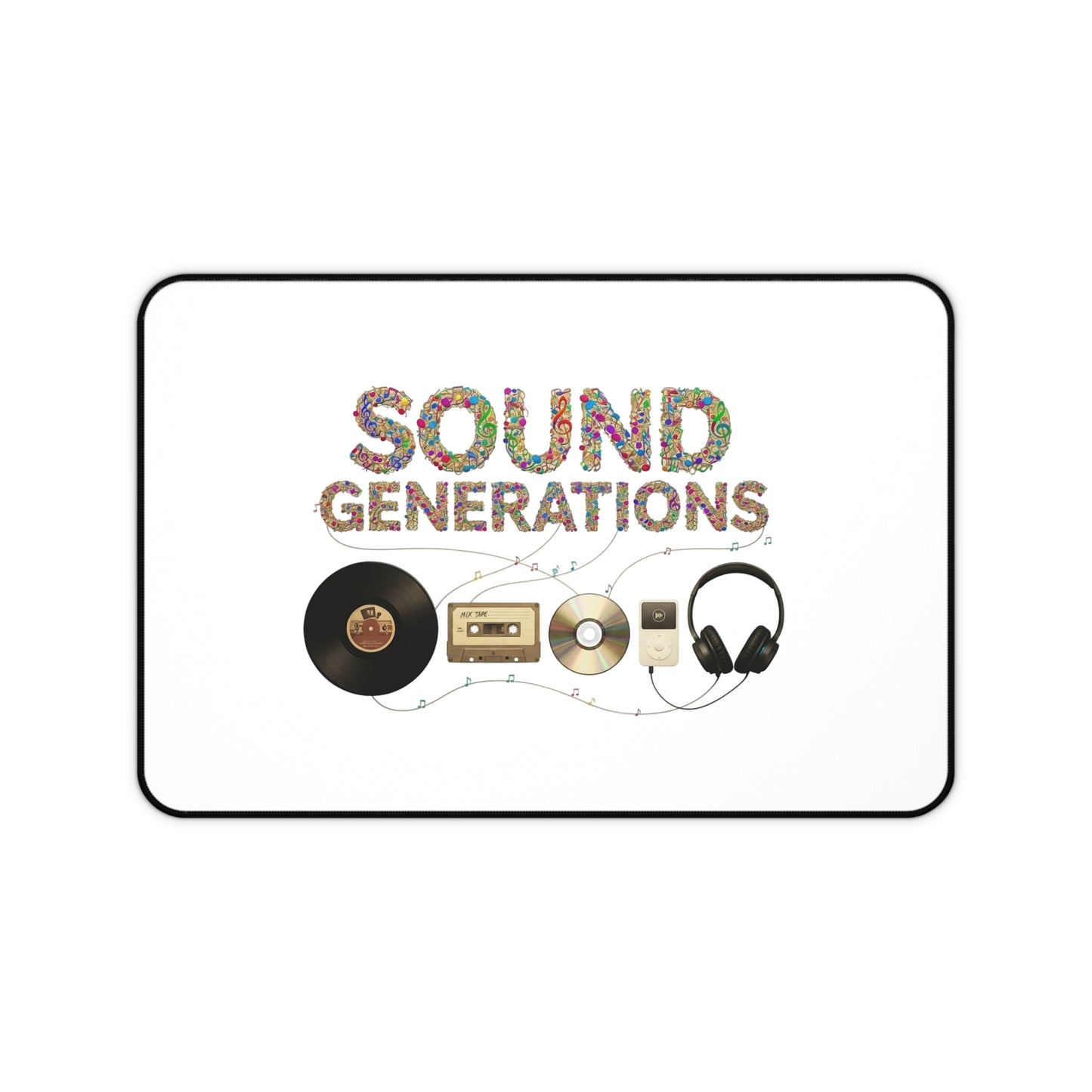 Desk Mat — "Sound Generations" Retro Music Gear Gaming/Work Desk Pad