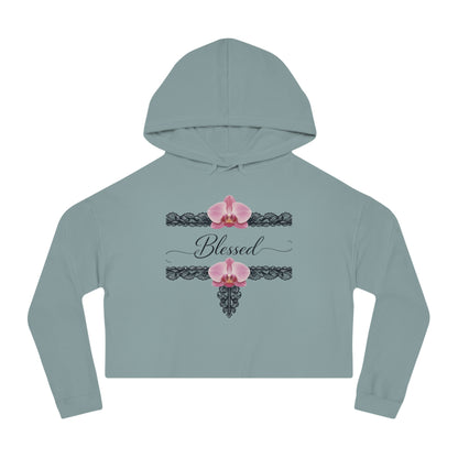 Blessed Floral Cropped Hoodie — Women’s Pink Orchid Hooded Sweatshirt