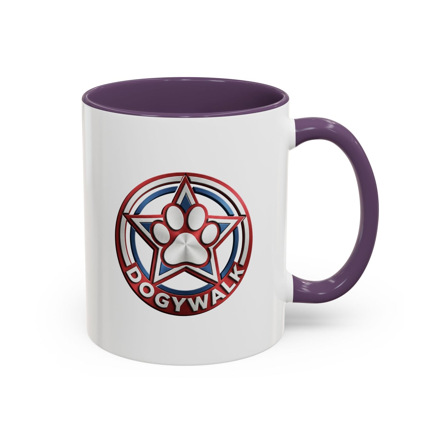 Dogwalk Paw Star Accent Coffee Mug — Cute Vintage Dog Illustration, Perfect Gift for Dog Lovers (11/15 oz)