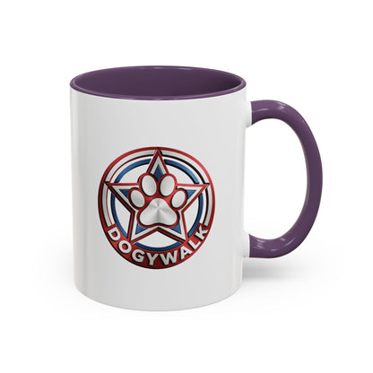 Dogwalk Paw Star Accent Coffee Mug — Cute Vintage Dog Illustration, Perfect Gift for Dog Lovers (11/15 oz)