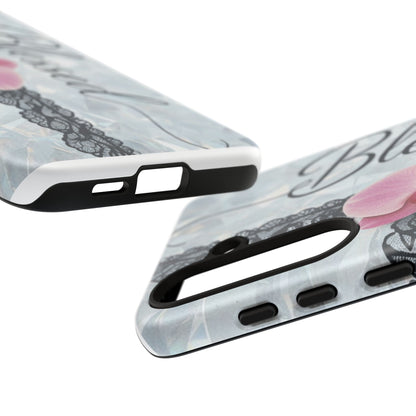 Blessed Pink Orchid Tough Phone Case — Floral Lace Protective Cover