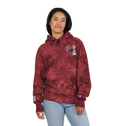 Tie-Dye Embroidered Hoodie — Black Swirl Champion Style