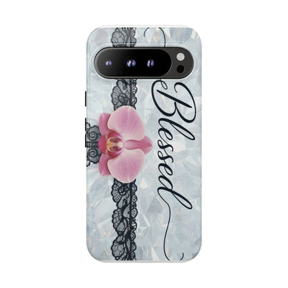 Blessed Pink Orchid Tough Phone Case — Floral Lace Protective Cover