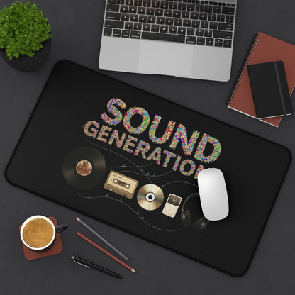 Sound Generations Desk Mat — Retro Vinyl, Cassette & Headphones Mousepad