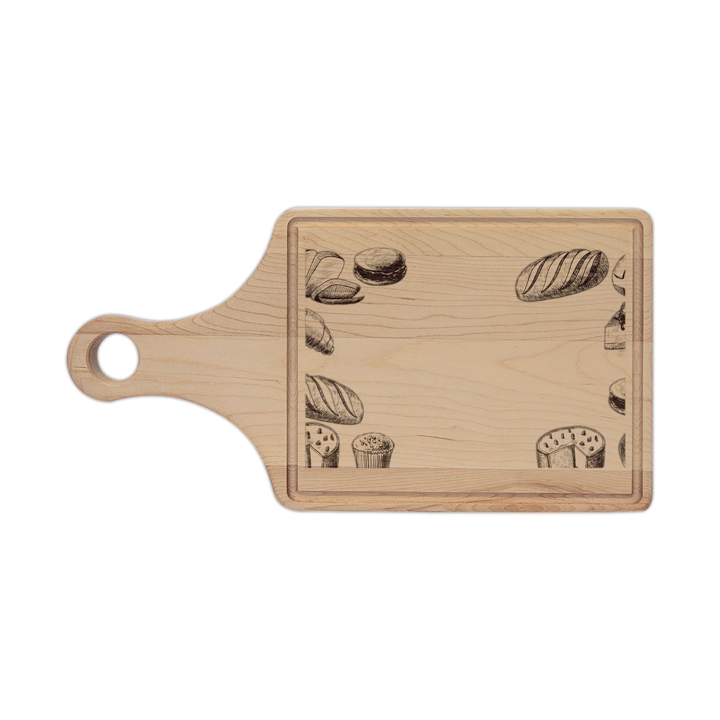 Engraved Baker's Cutting Board — Rustic Bread & Pastry Design