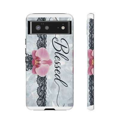 Blessed Pink Orchid Tough Phone Case — Floral Lace Protective Cover