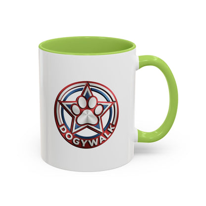Dogwalk Paw Star Accent Coffee Mug — Cute Vintage Dog Illustration, Perfect Gift for Dog Lovers (11/15 oz)