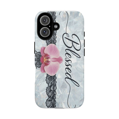 Blessed Pink Orchid Tough Phone Case — Floral Lace Protective Cover