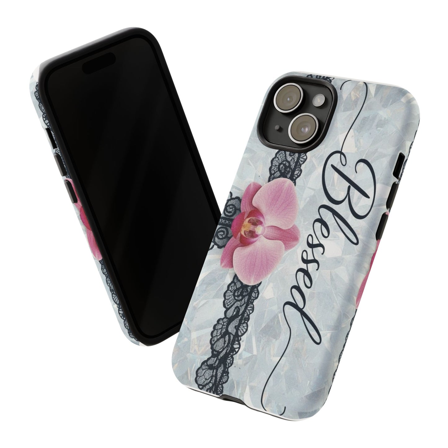 Blessed Pink Orchid Tough Phone Case — Floral Lace Protective Cover