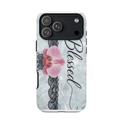 Blessed Pink Orchid Tough Phone Case — Floral Lace Protective Cover