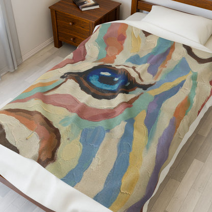Colorful Zebra Eye Velveteen Plush Blanket