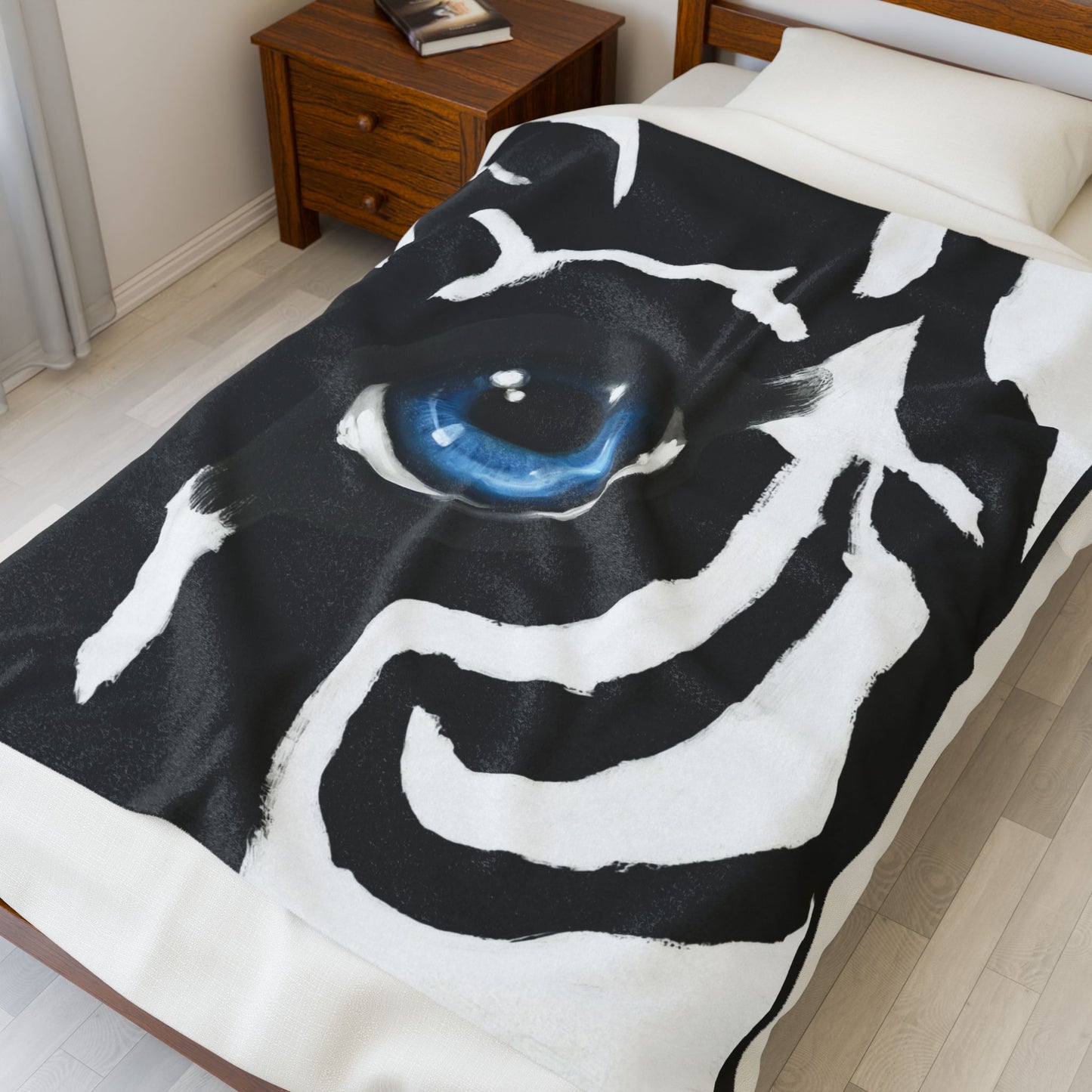 Blue Eye Zebra Velveteen Plush Blanket