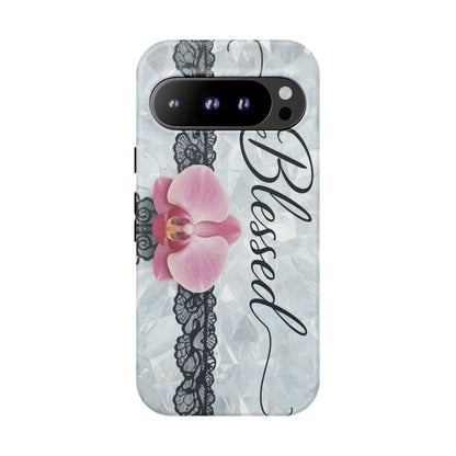 Blessed Pink Orchid Tough Phone Case — Floral Lace Protective Cover