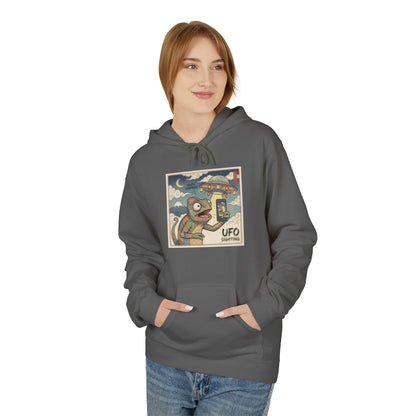 UFO Surfing Hoodie — Retro Alien Surfing Graphic Pullover