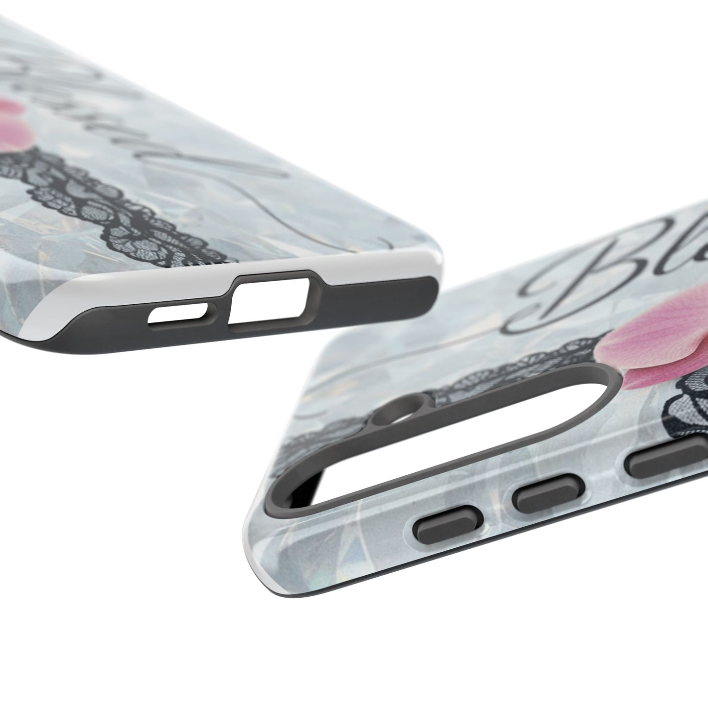 Blessed Pink Orchid Tough Phone Case — Floral Lace Protective Cover
