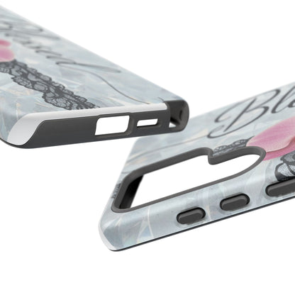 Blessed Pink Orchid Tough Phone Case — Floral Lace Protective Cover