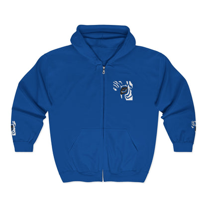 Zebra Eye Zip Hoodie — Minimal Animal Print Full-Zip Sweatshirt