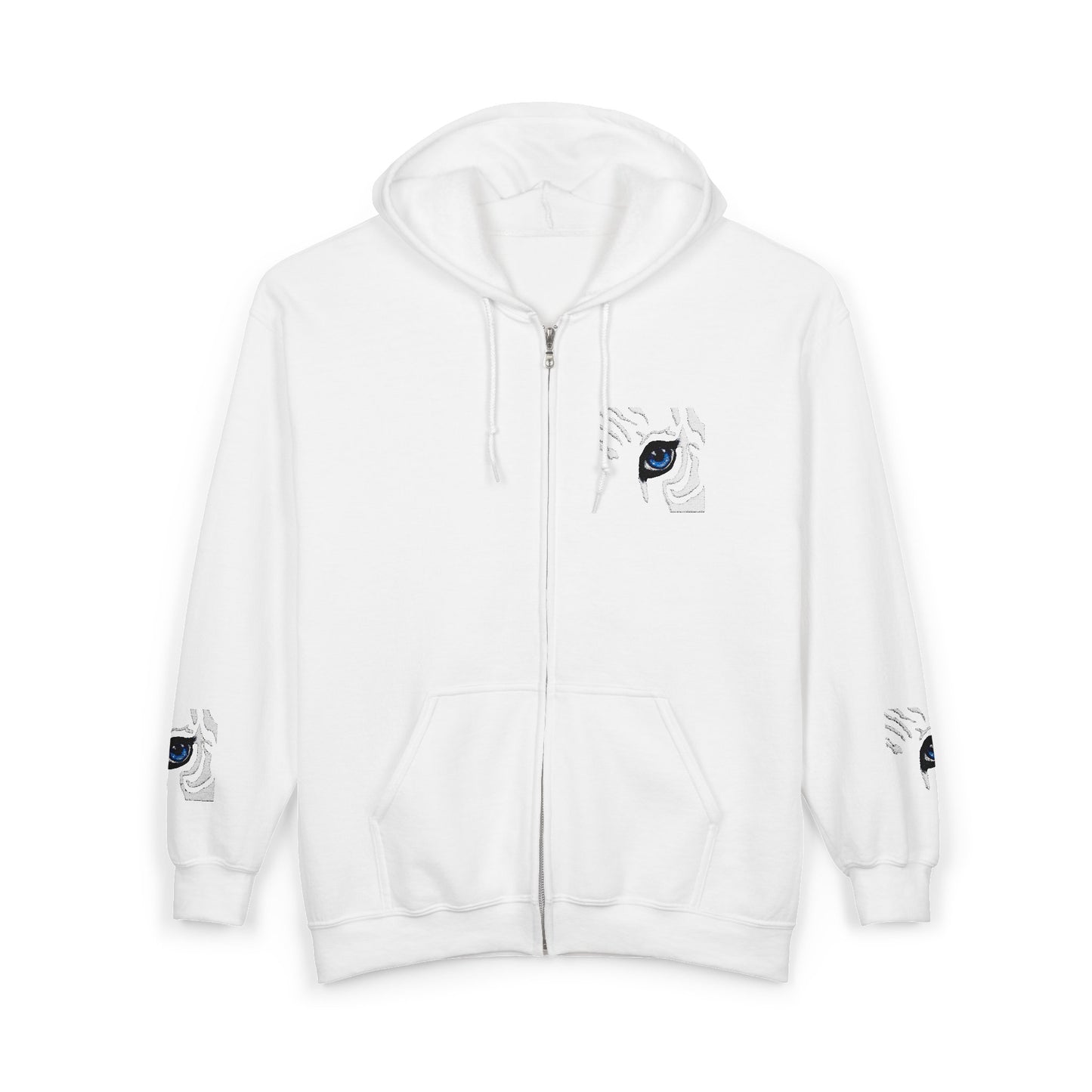 Zebra Eye Zip Hoodie — Minimal Animal Print Full-Zip Sweatshirt