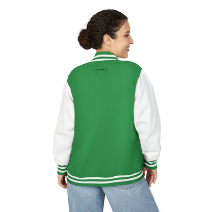 Tiger Eye Letterman Jacket — Red & White Varsity Jacket with Blue Tiger Eye Patch