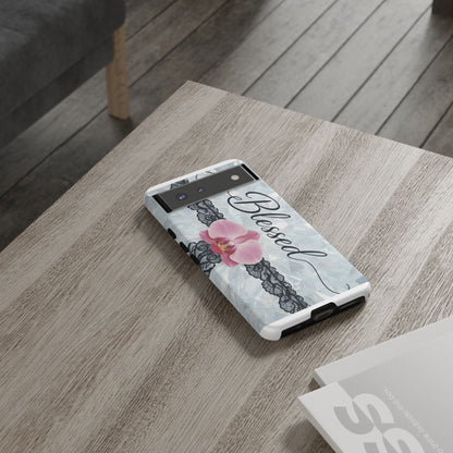 Blessed Pink Orchid Tough Phone Case — Floral Lace Protective Cover