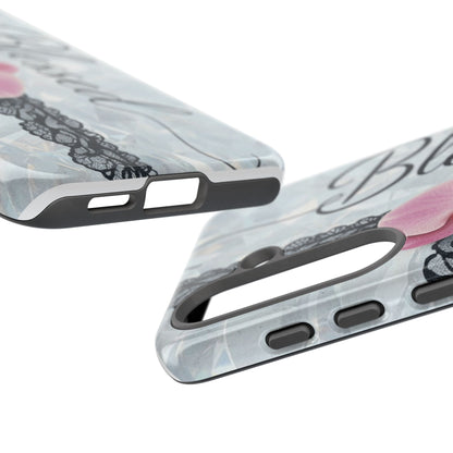 Blessed Pink Orchid Tough Phone Case — Floral Lace Protective Cover