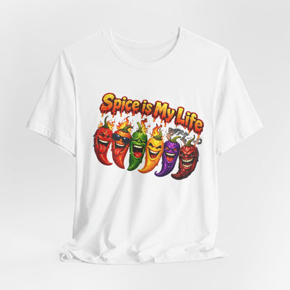Spice Is My Life chili peppers T-Shirt | Colorful Hot Sauce Graphic