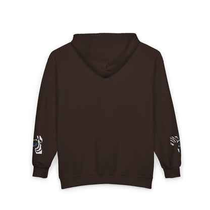 Zebra Eye Zip Hoodie — Minimal Animal Print Full-Zip Sweatshirt