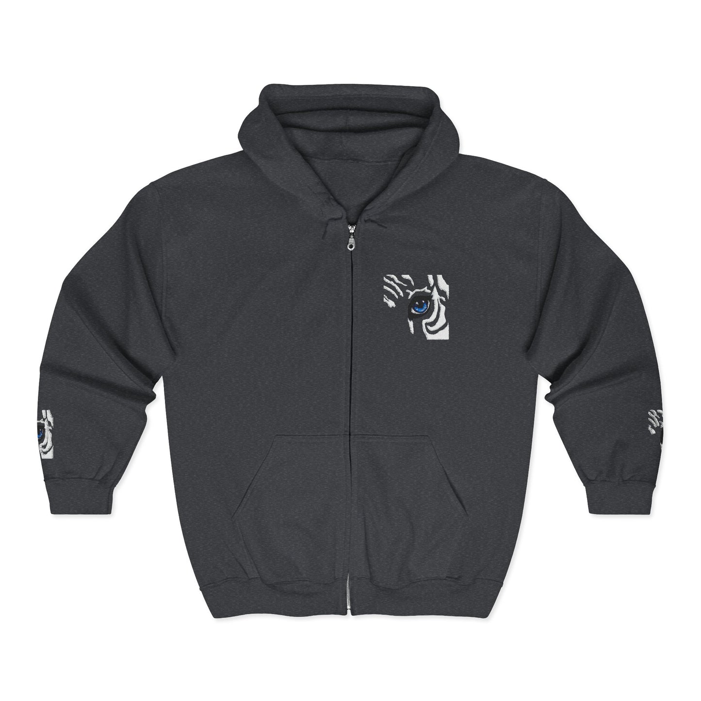 Zebra Eye Zip Hoodie — Minimal Animal Print Full-Zip Sweatshirt