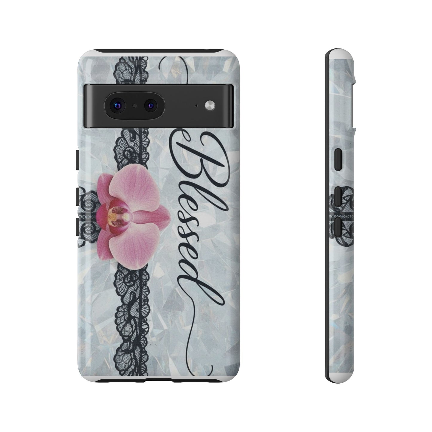 Blessed Pink Orchid Tough Phone Case — Floral Lace Protective Cover