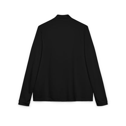 Embroidered White Quarter-Zip Pullover — Minimal Eye Motif