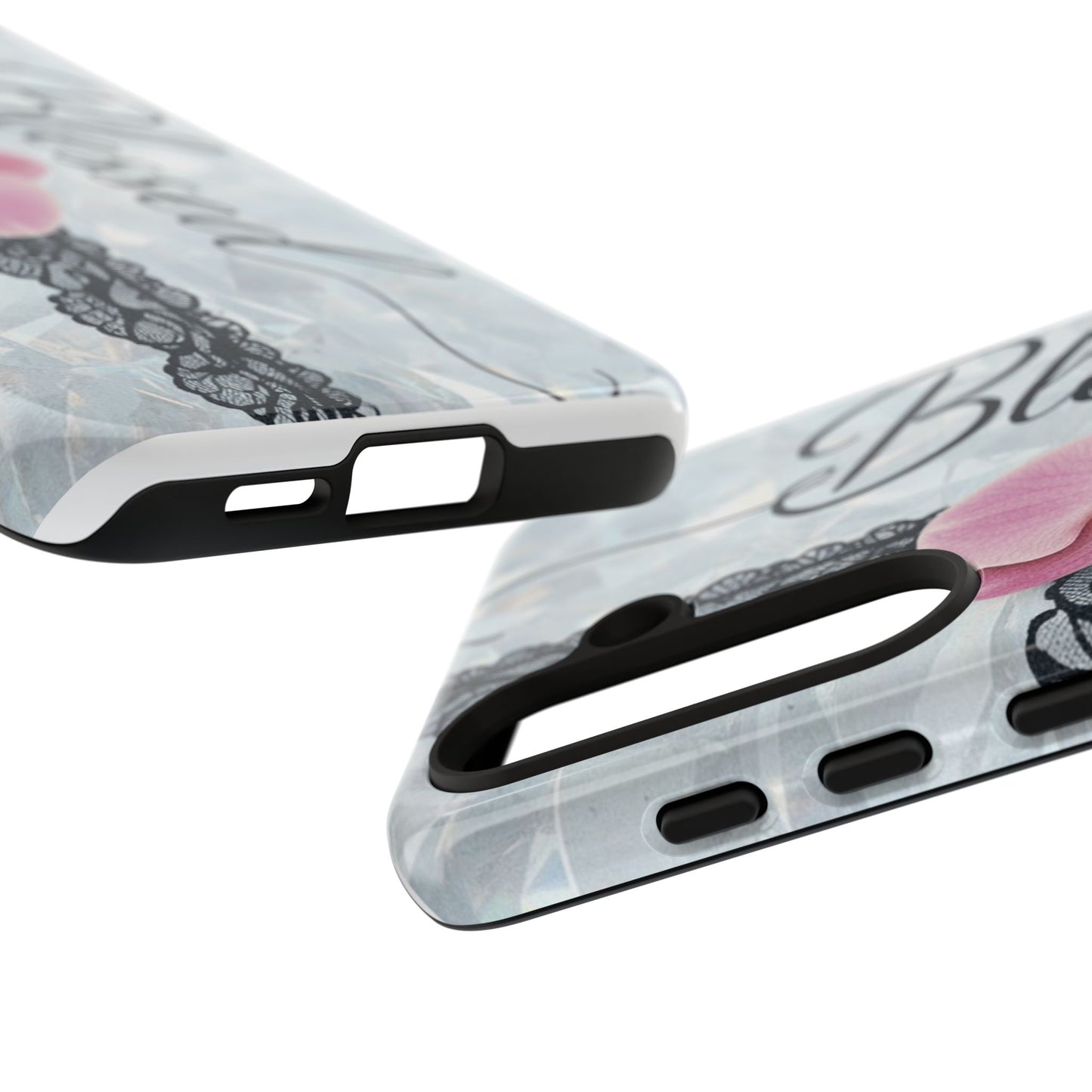 Blessed Pink Orchid Tough Phone Case — Floral Lace Protective Cover