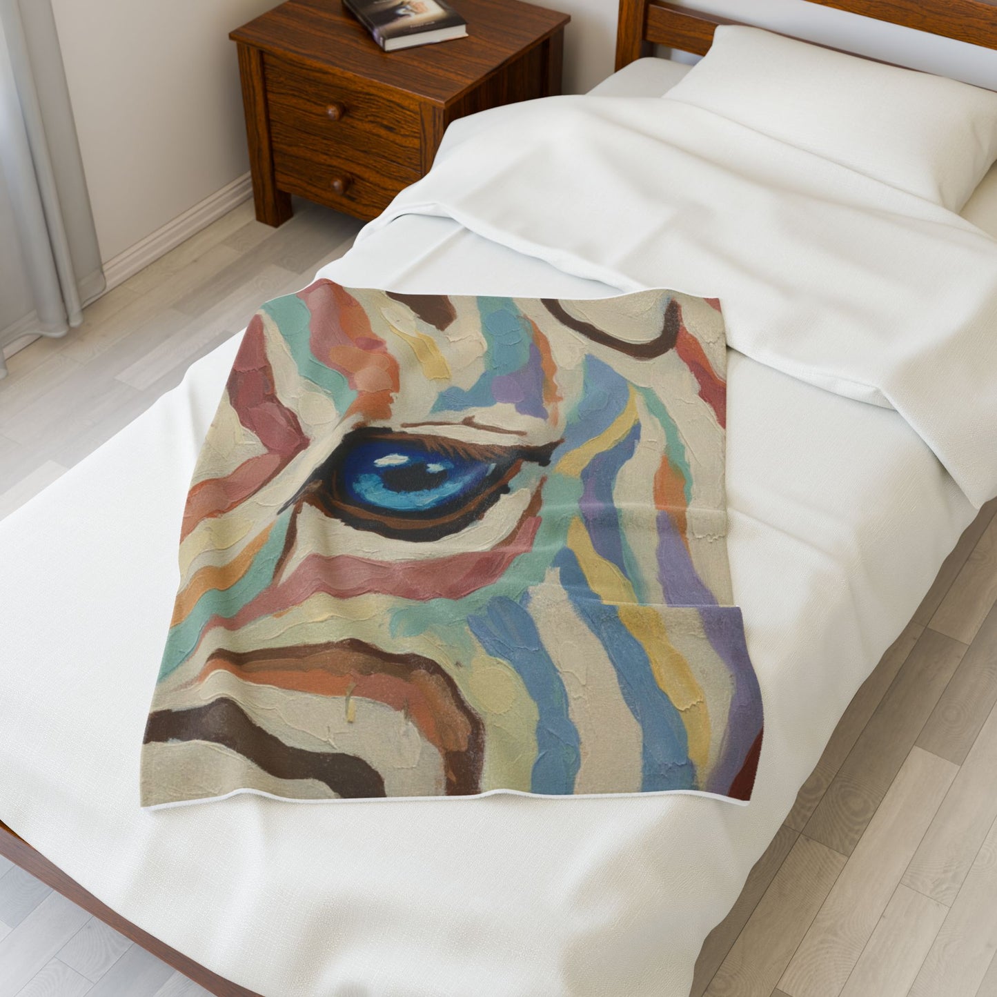 Colorful Zebra Eye Velveteen Plush Blanket