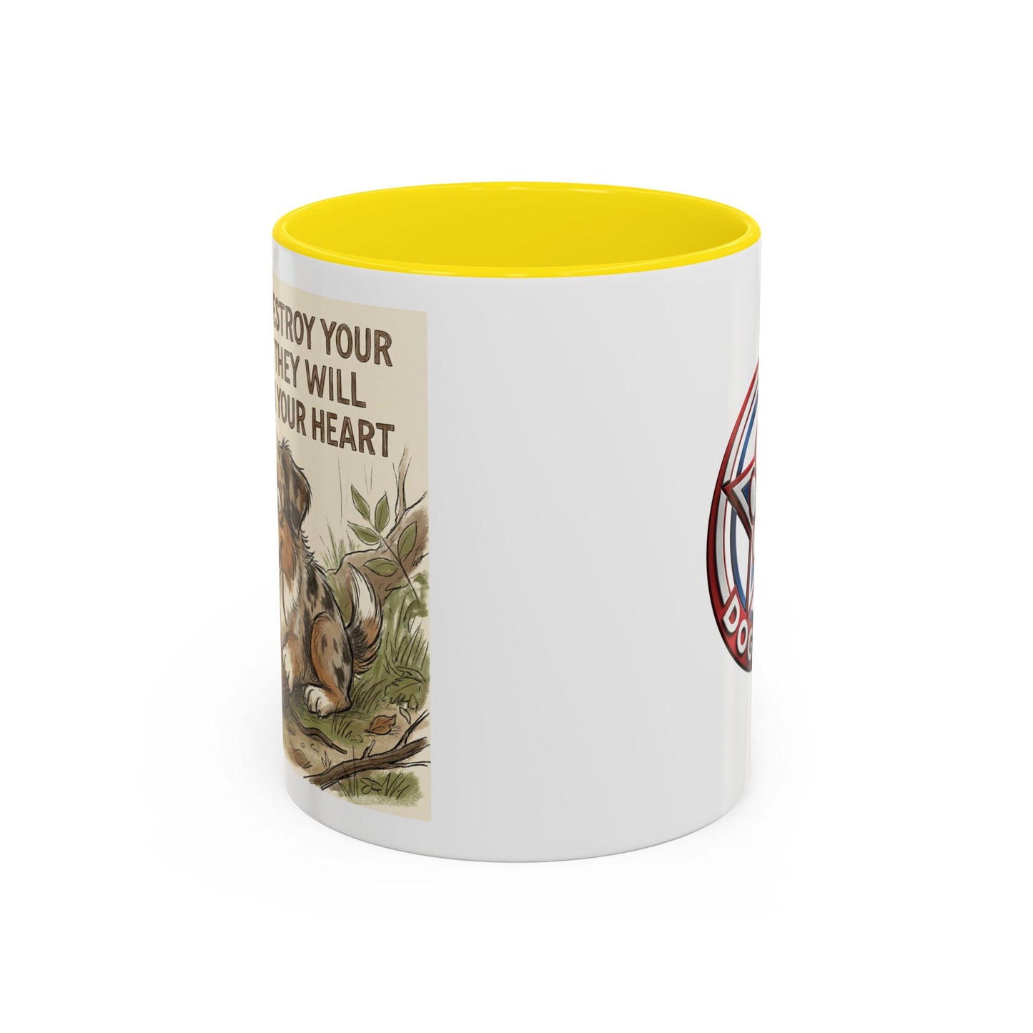 Dogwalk Paw Star Accent Coffee Mug — Cute Vintage Dog Illustration, Perfect Gift for Dog Lovers (11/15 oz)