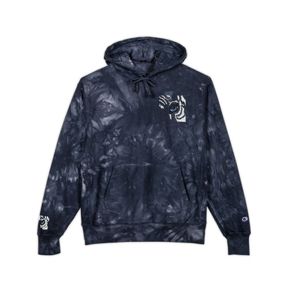 Tie-Dye Embroidered Hoodie — Black Swirl Champion Style