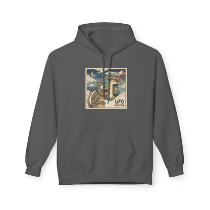 UFO Surfing Hoodie — Retro Alien Surfing Graphic Pullover